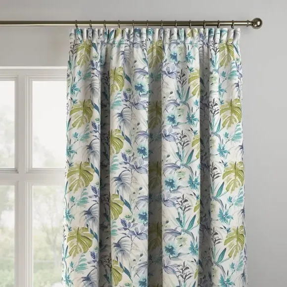 Made to Measure Curtains - Green, Floral alternate view