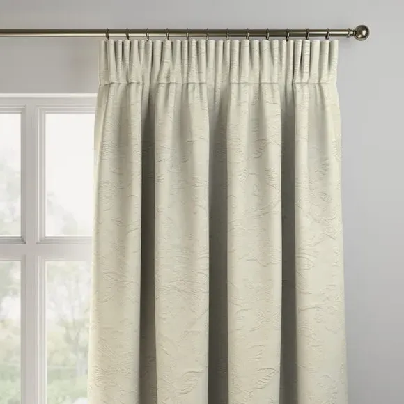 Made to Measure Curtains Leaf Trail - Ivory, Cotton by Dunelm, image 3