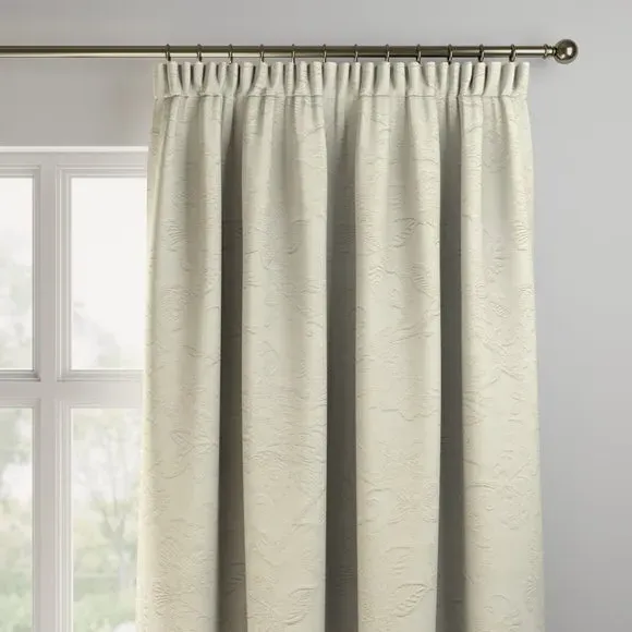 Made to Measure Curtains Leaf Trail - Ivory, Cotton by Dunelm, image 3