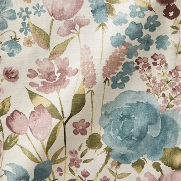 Made to Measure Curtains with Floral Design - Teal alternate view
