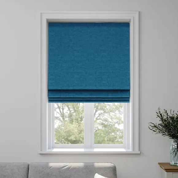 Made to Measure Roman Blind - Lux French Blue, Velvet by Dunelm, image 3