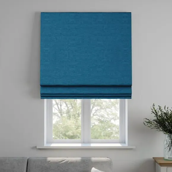 Made to Measure Roman Blind - Lux French Blue, Velvet by Dunelm, image 4