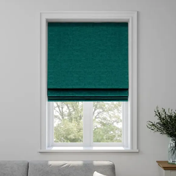 Made to Measure Roman Blind - Kingfisher, Velvet by Dunelm, image 3