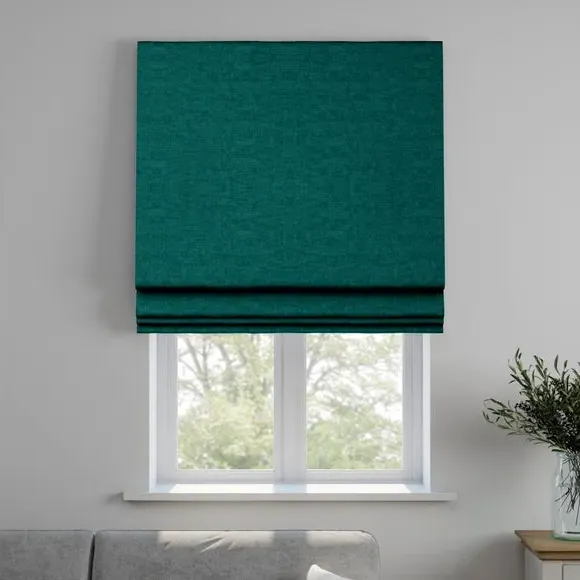 Made to Measure Roman Blind - Kingfisher, Velvet by Dunelm, image 4