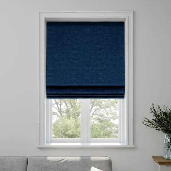 Made to Measure Roman Blind - Lux Navy, Velvet by Dunelm, image 3