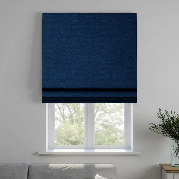 Made to Measure Roman Blind - Lux Navy, Velvet by Dunelm, image 4