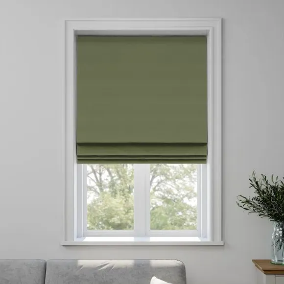 Made to Measure Roman Blind - Olive, Polyester by Dunelm, image 3