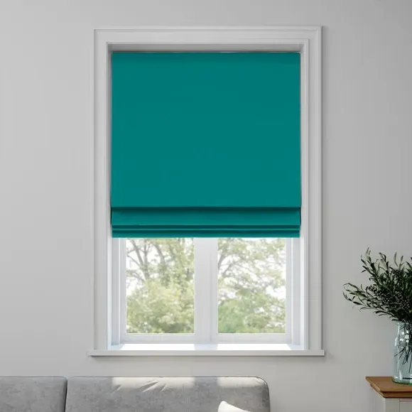 Made to Measure Roman Blind - Petrol, Cotton by Dunelm, image 3