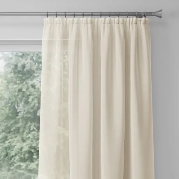 Made to Measure Voile Curtains - Cream, Polyester by Dunelm, image 4