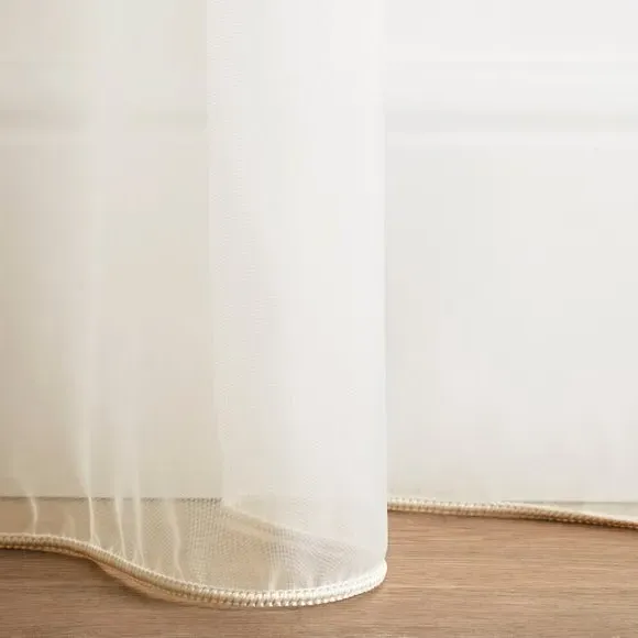 Made to Measure Voile Curtains - Cream, Polyester by Dunelm, image 5