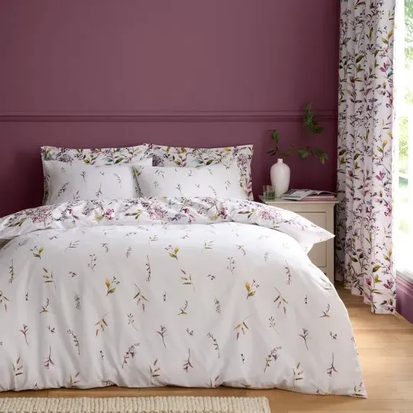 Madison Floral Duvet Cover & Pillowcase Set - Plum Purple, Polycotton alternate view