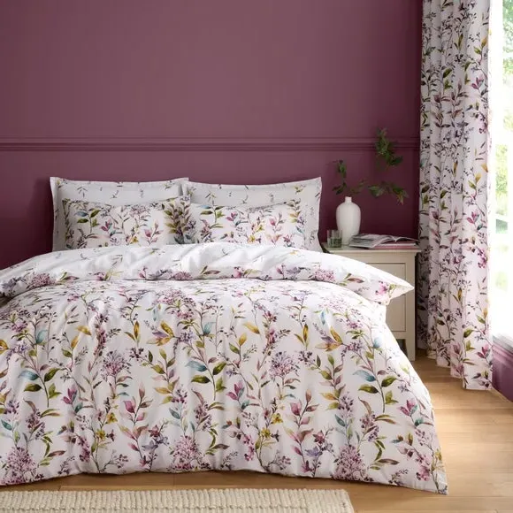 Madison Floral Duvet Cover & Pillowcase Set - Plum Purple, Polycotton product