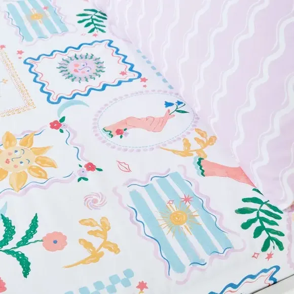 Magical Garden Set of 2 Fitted Sheets - Lilac, Polycotton product