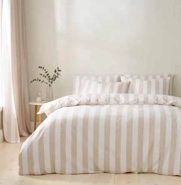 Maisie Woven Stripe Duvet Cover & Pillowcase Set - Natural, Cotton product
