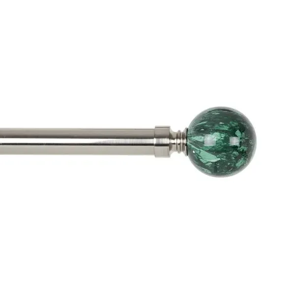 Malachite Ball Finial Pair - Green, Satin Steel alternate view
