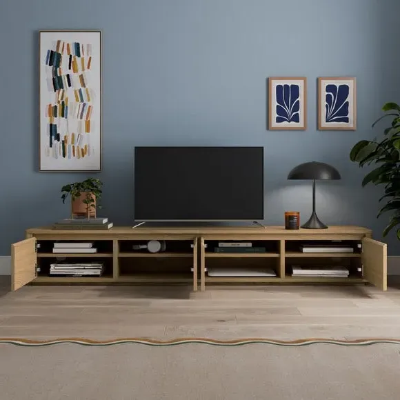 Malik Super Wide TV Unit with Storage - Light Wood alternate view