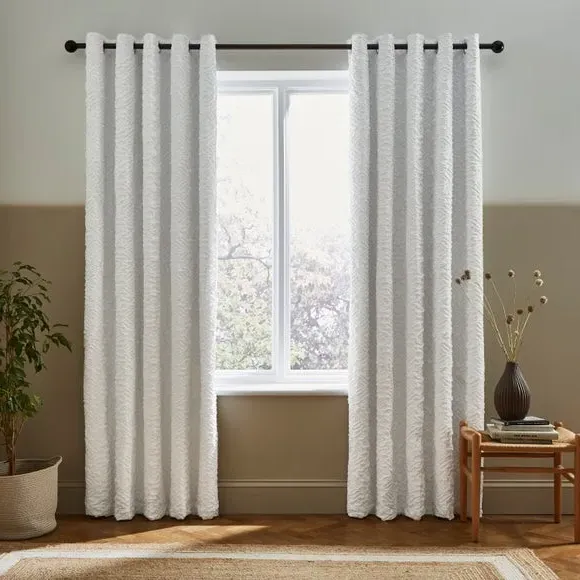 Eyelet Curtains with Blackout Lining - White alternate view