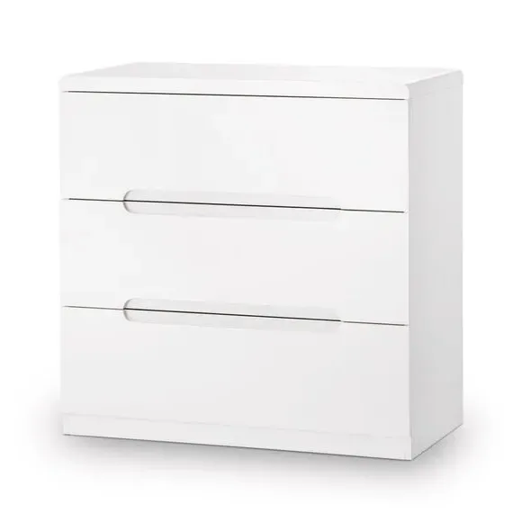 3-Drawer Chest with Recessed Handles - White alternate view