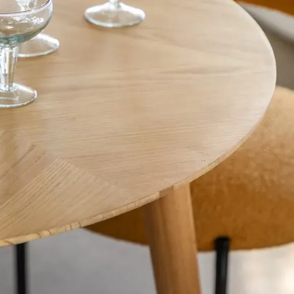 Manila 4-Seater Round Dining Table - Oak Brown alternate view