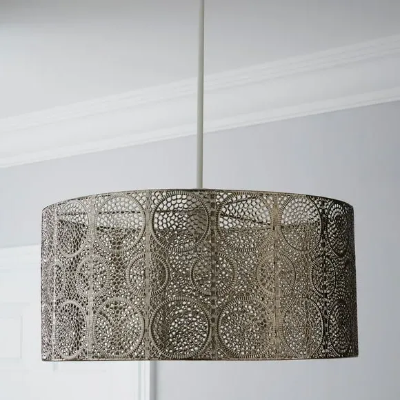 Manila Moroccan Easy Fit Pendant Shade - Silver, Metal alternate view