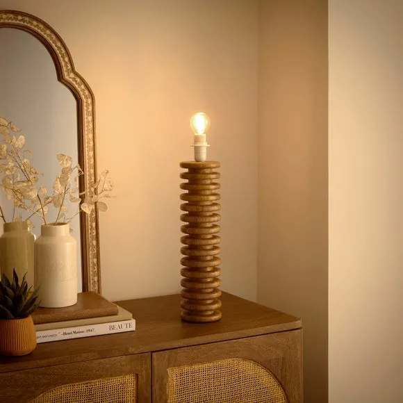 Maple Ribbed Table Lamp Base - Brown, Wood alternate view