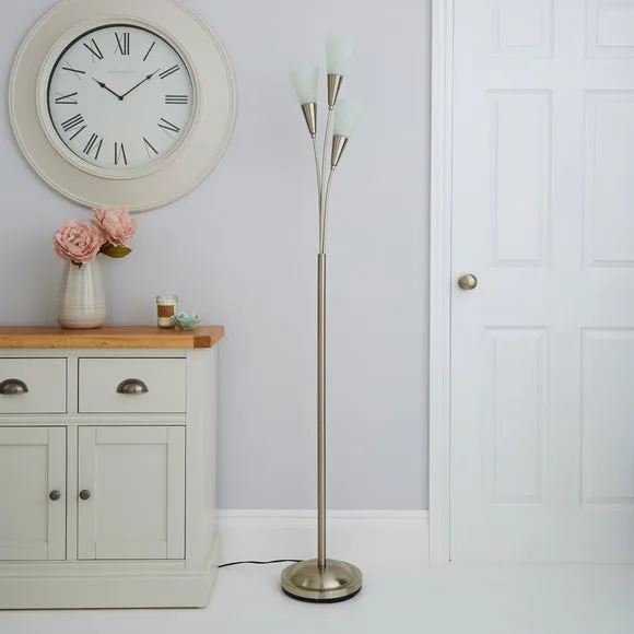 Marble Glass Satin Nickel Uplighter Floor Lamp - Silver alternate view