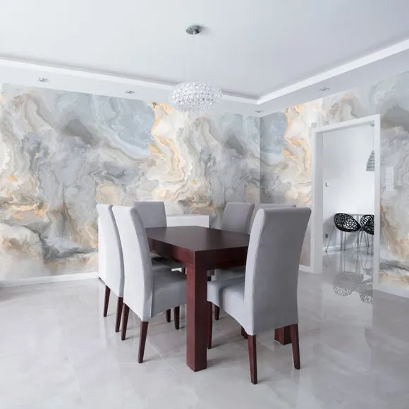 Marble Texture Wall Mural - Blue, Non-Woven alternate view