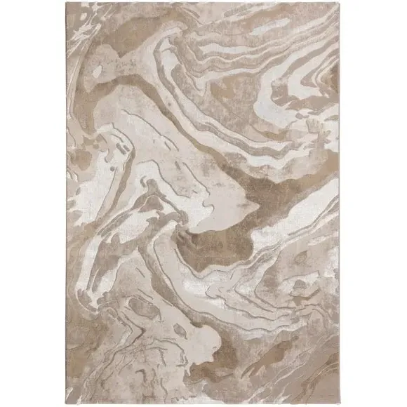 Marbled Area Rug - Natural, Polypropylene by Dunelm, image 5