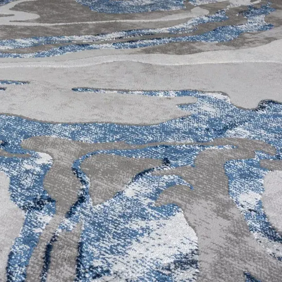 Marbled Area Rug - Navy, Polypropylene by Dunelm, image 3