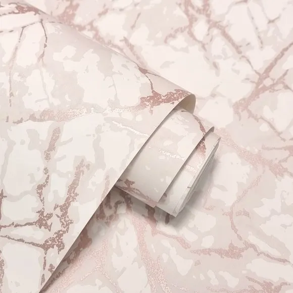 Marble Pattern Wallpaper - Rose Gold, Metallic alternate view