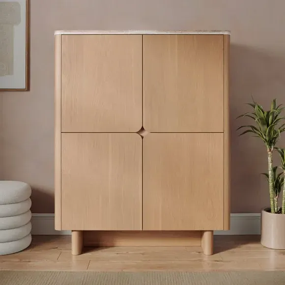 Marla 2 Door Highboard - Light, Travertine Effect product