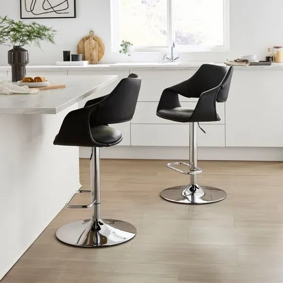 Marley Gas Lift Barstool - Black, Faux Leather alternate view