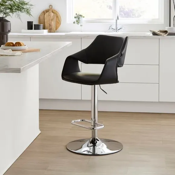 Marley Gas Lift Barstool - Black, Faux Leather product