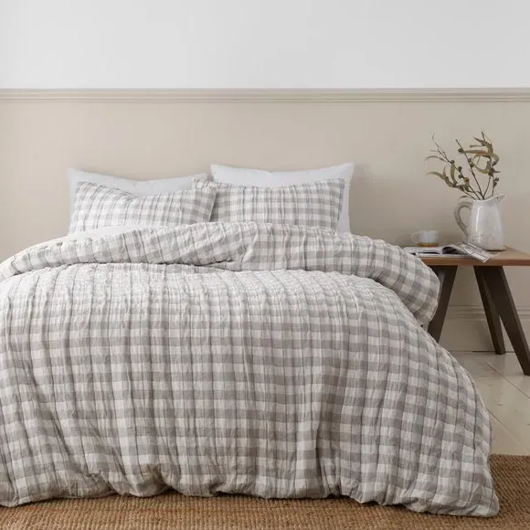 Marlow Gingham Duvet Cover & Pillowcase Set - Grey, Polyester product