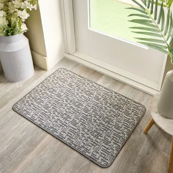 Marvel Boucle Grid Washable Doormat - Grey