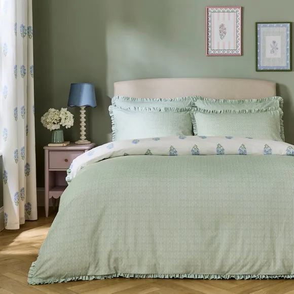Matilda Frilled Duvet Cover & Pillowcase Set - Clover Green, Polycotton alternate view