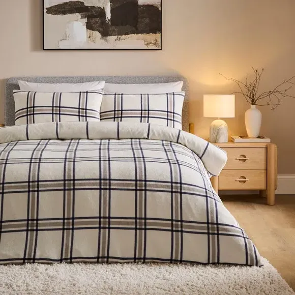 Maven Check Duvet Cover & Pillowcase Set - Blue, Fleece product