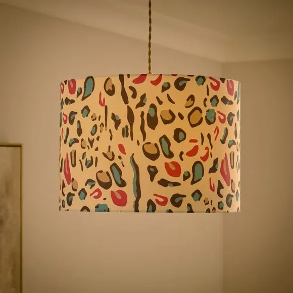 Maximal Leopard Print Easy Fit Drum Lamp Shade - Multicolor, Polyester alternate view