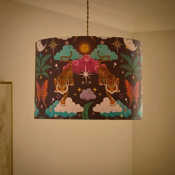 Maximal Tiger Easy Fit Drum Lamp Shade - Multicolor, Polyester alternate view