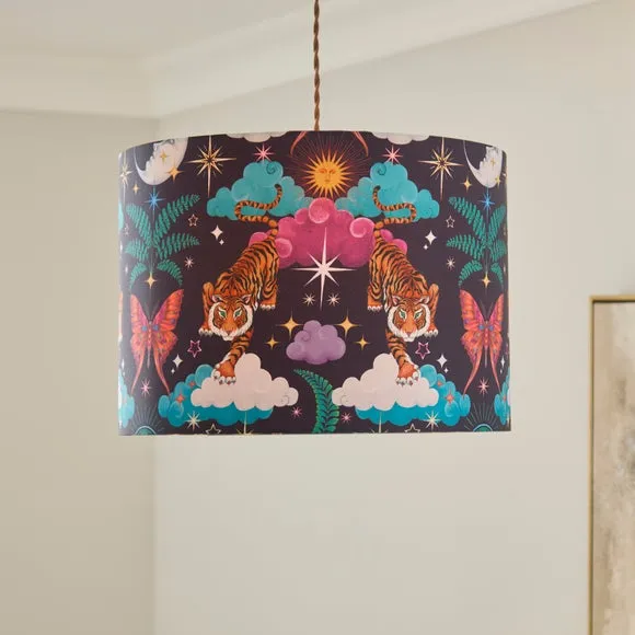 Maximal Tiger Easy Fit Drum Lamp Shade - Multicolor, Polyester product
