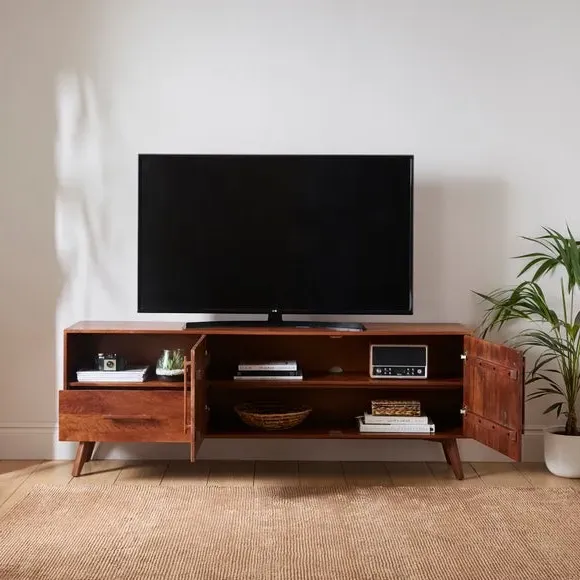 Maxton Extra Wide TV Unit with Storage - Dark Mango, Solid Wood alternate view