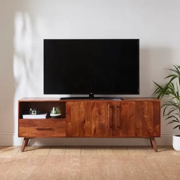 Maxton Extra Wide TV Unit with Storage - Dark Mango, Solid Wood product