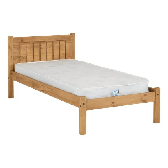 Bed Frame with Slatted Base - Brown, Pine alternate view
