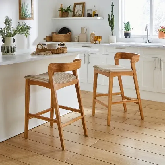 Melia Counter Height Barstool - Natural, Striped Fabric alternate view
