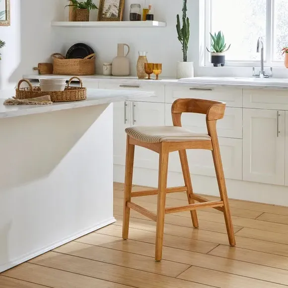 Melia Counter Height Barstool - Natural, Striped Fabric product