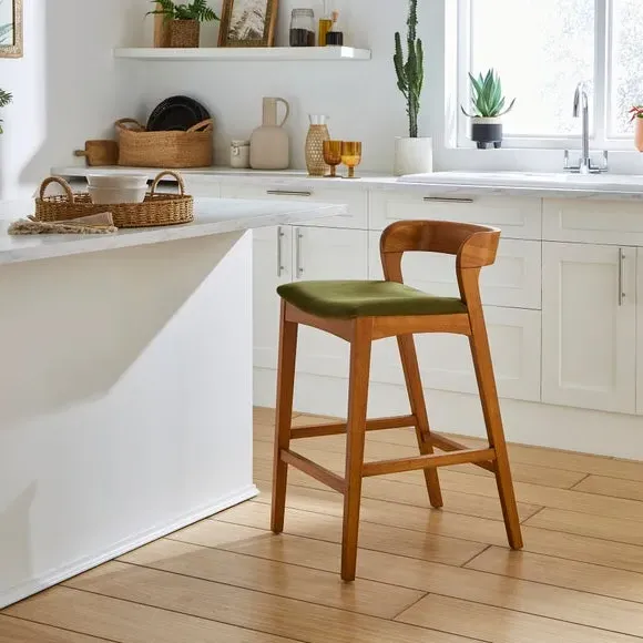 Melia Counter Height Barstool - Olive, Velvet product