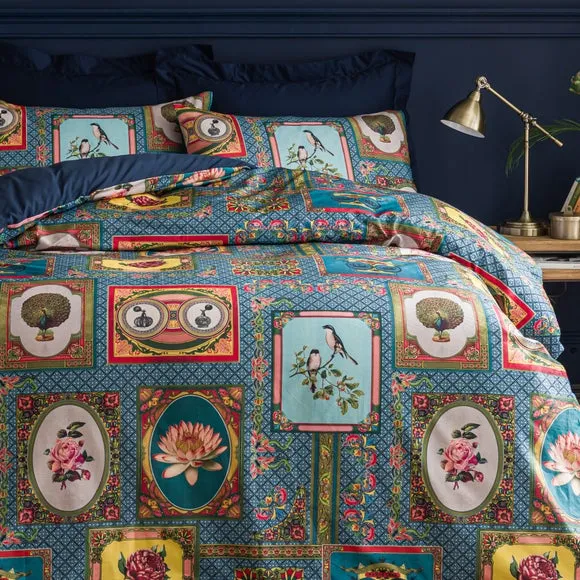 Merchants Bazaar Duvet Cover & Pillowcase Set - Navy Blue, Recycled Polyester Velour alternate view