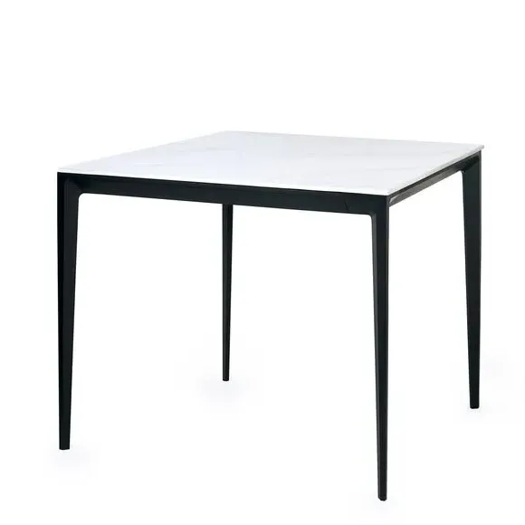 4-Seater Square Dining Table - White, Stone alternate view