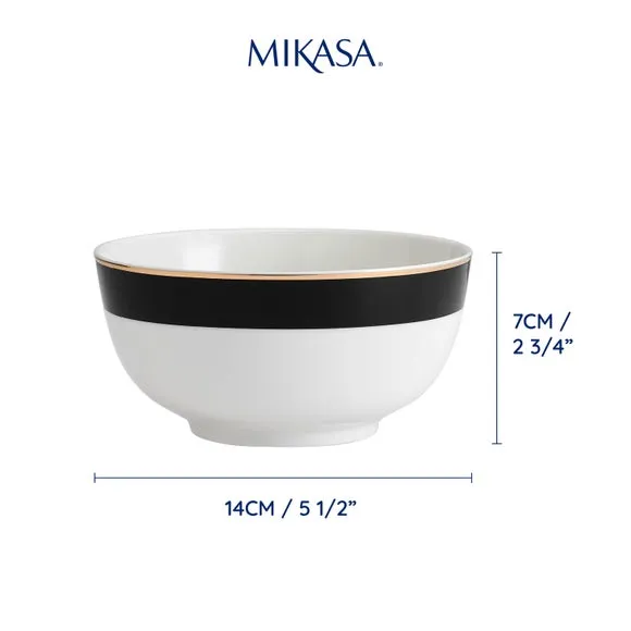Luxe Deco Set of 4 Cereal Bowls - Black/White, Fine China alternate view
