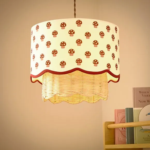 Millie the Mushroom Scallop Easy Fit Lamp Shade - Red, Rattan by Dunelm, alternate view